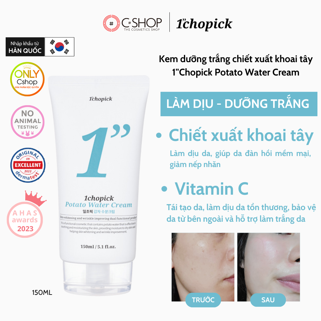 Kem làm dịu dưỡng trắng tăng đàn hồi chiết xuất khoai tây 1Chopick Potato Water Cream