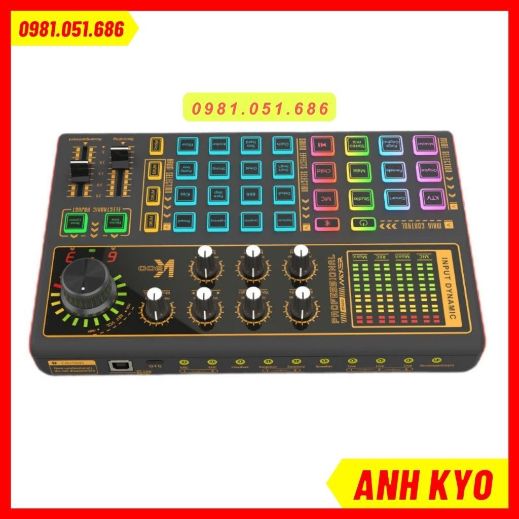 Sound card thu âm livestream k300 bluetooth, hỗ trợ tốt các dòng mic 5V, 48V. Đầy đủ hiệu ứng cười nói, vỗ tay bh 1 năm