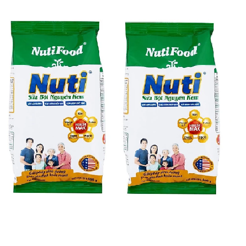 Combo 2 túi sữa bột Nguyên kem Nutifood 400g-cho cả gia đình tặng khăn mềm mịn