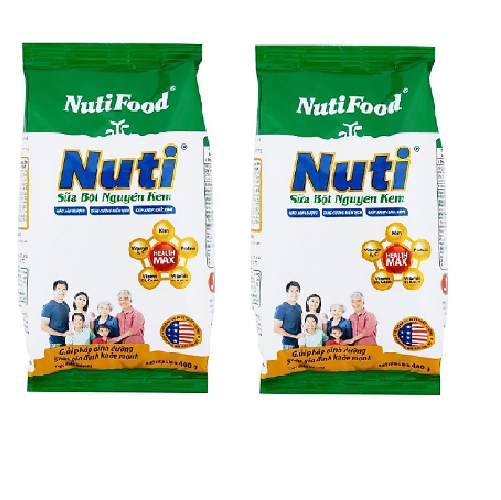 Sữa bột nguyên kem Nutifood túi 400g-giành cho cả gia đình tặng khăn mềm mịn