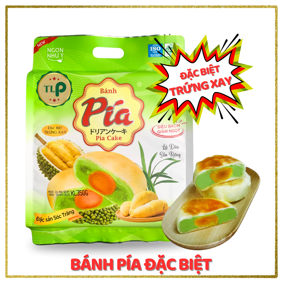 Bánh Pía Đặc Biệt TLP | Nhân Trứng Xay | Vị Lá Dứa Sầu Riêng Đậu Xanh | Túi 350g 4 Bánh | Đặc Sản Sóc Trăng