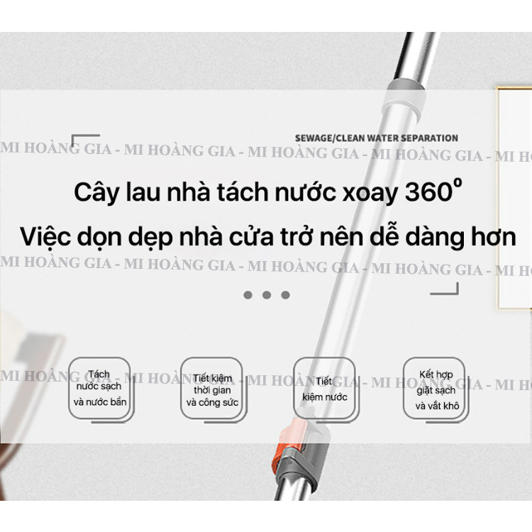 Cây lau nhà tự vắt 2 ngăn tách nước sạch nước bẩn riêng biệt Joybos M17 - Hàng nhập khẩu