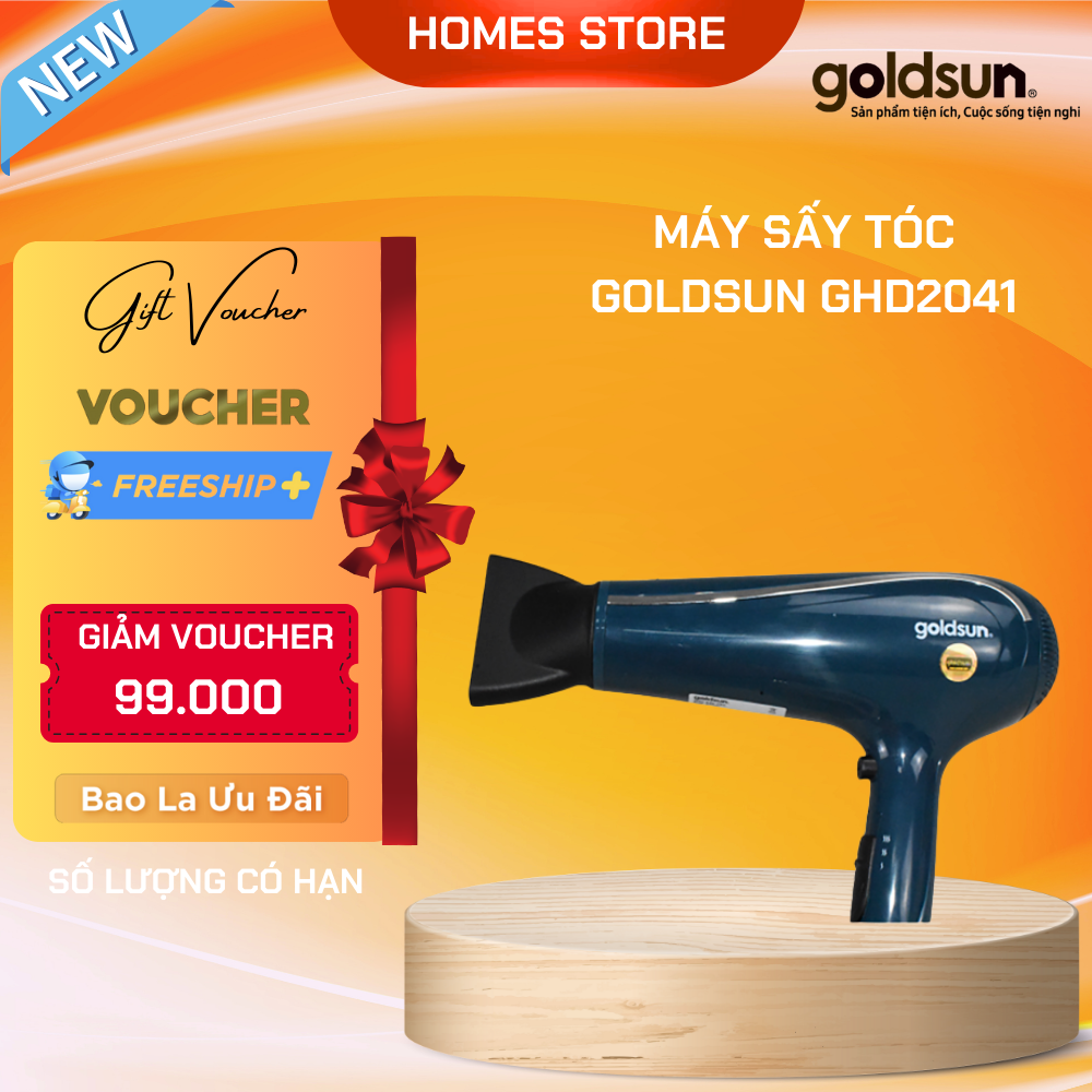 Máy Sấy Tóc GOLDSUN GHD2041 Thanh Lịch, 3 Chế Độ Chỉnh, Công Suất 2000W - Hàng Chính Hãng