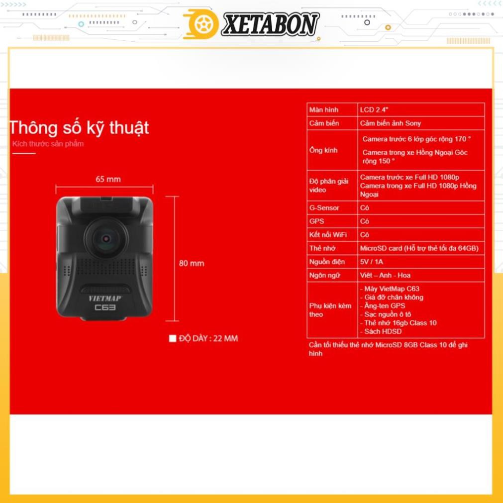 Camera Hành Trình VietMap C63 Ghi Hình Trước Trong Xe Full HD 1080P Hồng Ngoại, Cảnh Báo Giao Thông Bằng Giọng Nói +TẶNG THẺ 32GB