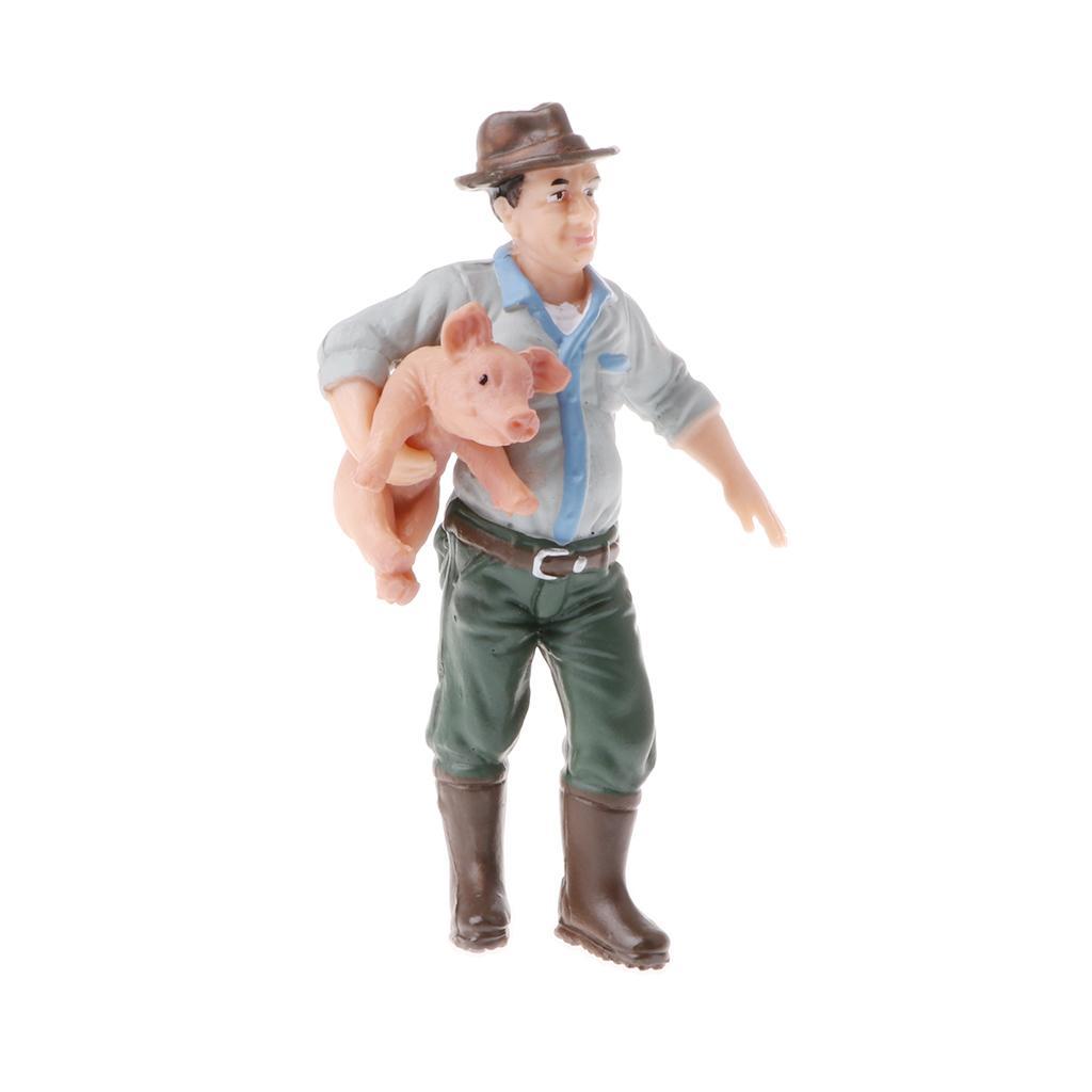 2 Pieces Simulation Farmer Model Action Figures Kids Toy Collections Gift