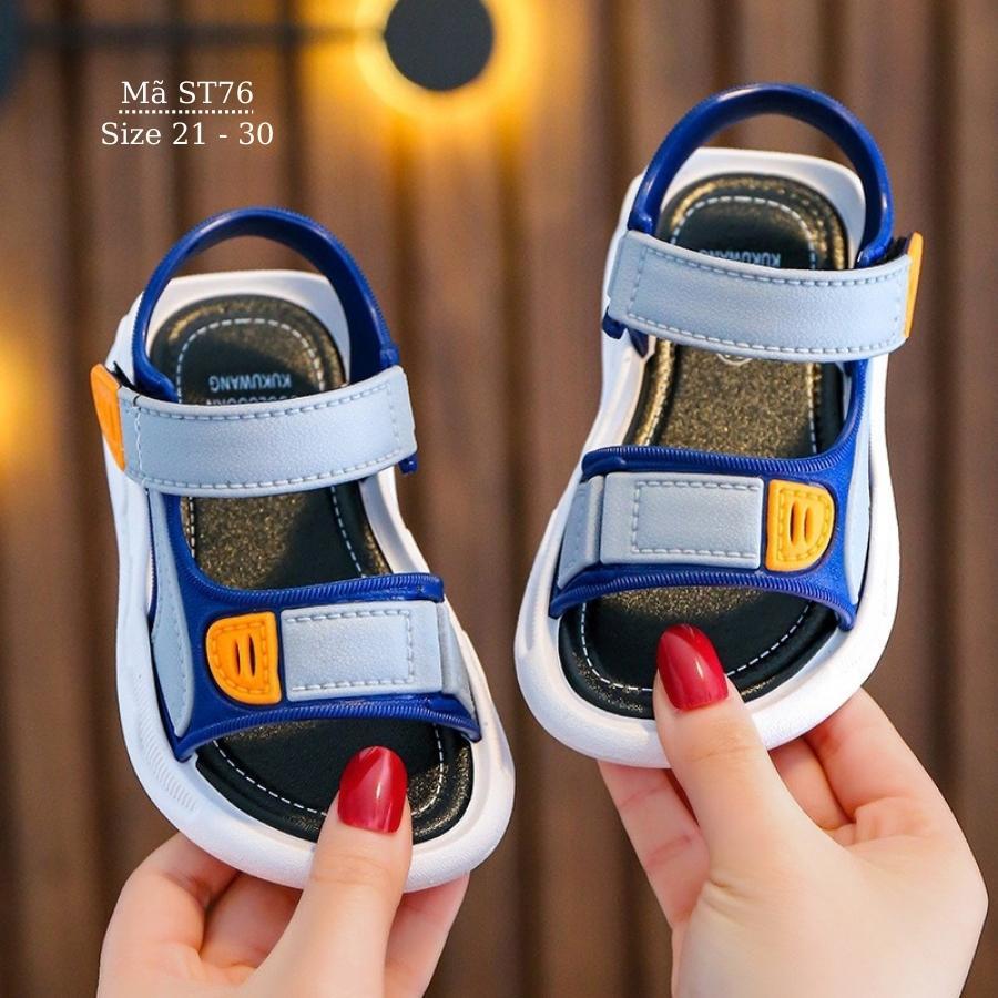 Dép sandal bé trai 1 - 5 tuổi quai ngang nhựa dẻo cao cấp êm nhẹ chống trơn trượt phong cách Hàn Quốc ST76