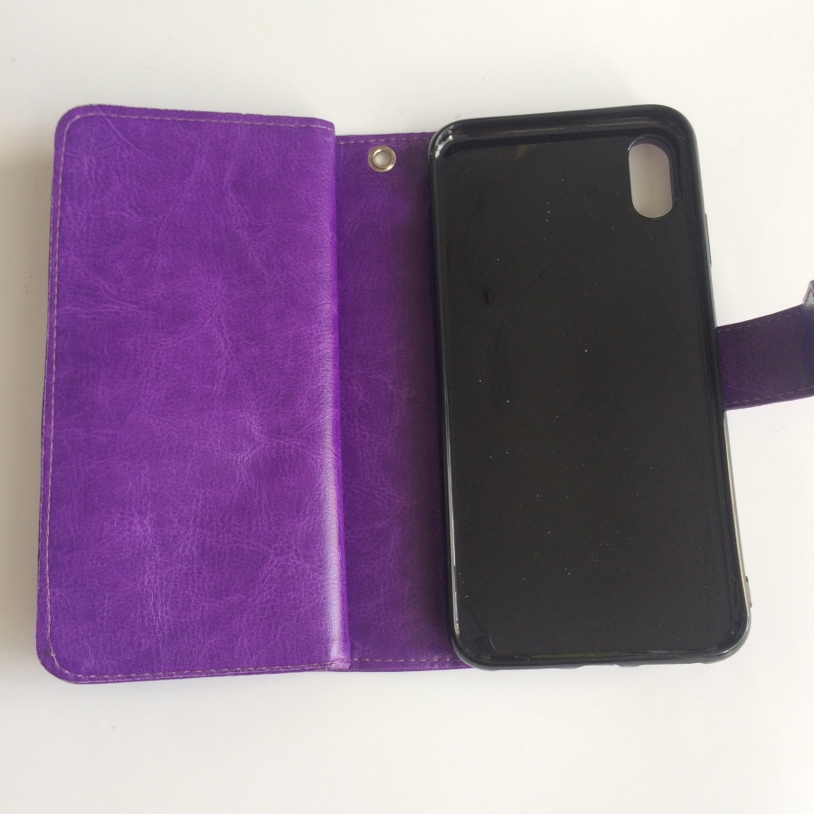 Bao da ví điện thoại kèm 2 ngăn đựng thẻ tiền, ốp lưng rời, nút cài nam châm cho iPhone XS Max 6.5