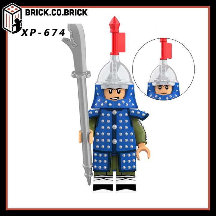 Nhân vật Đồ chơi Mô hình Trung Cổ Lính Nhà Minh Giáp Xanh Minifig Castle