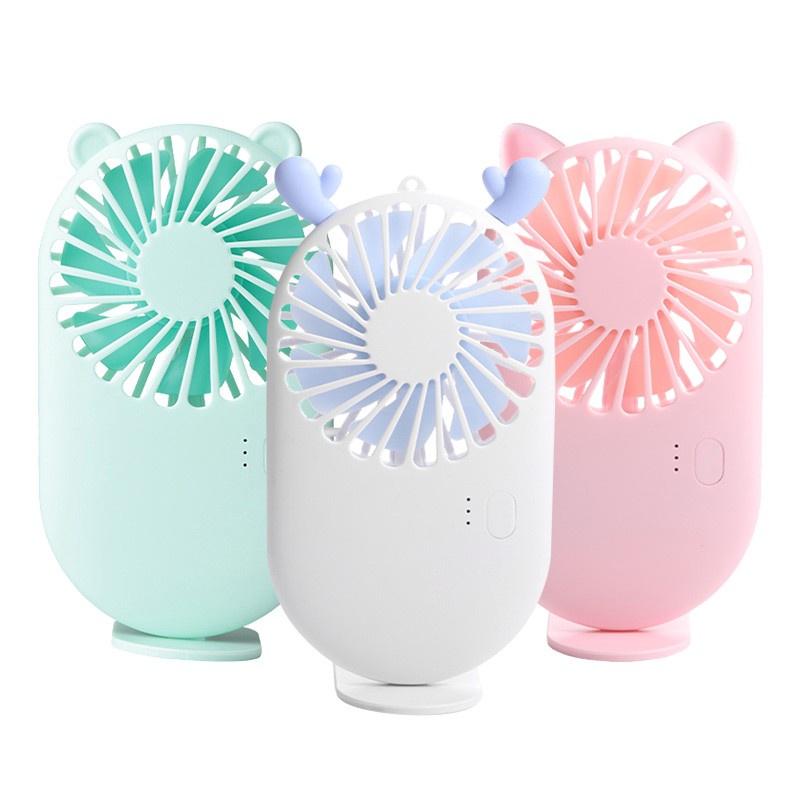 Quạt Mini Tích Điện Cầm Tay Hình Động Vật Đáng Yêu 3 Chế Độ - Quạt Cầm Tay Sạc Pin Tặng Kèm Dây Sạc USB DUASHOP