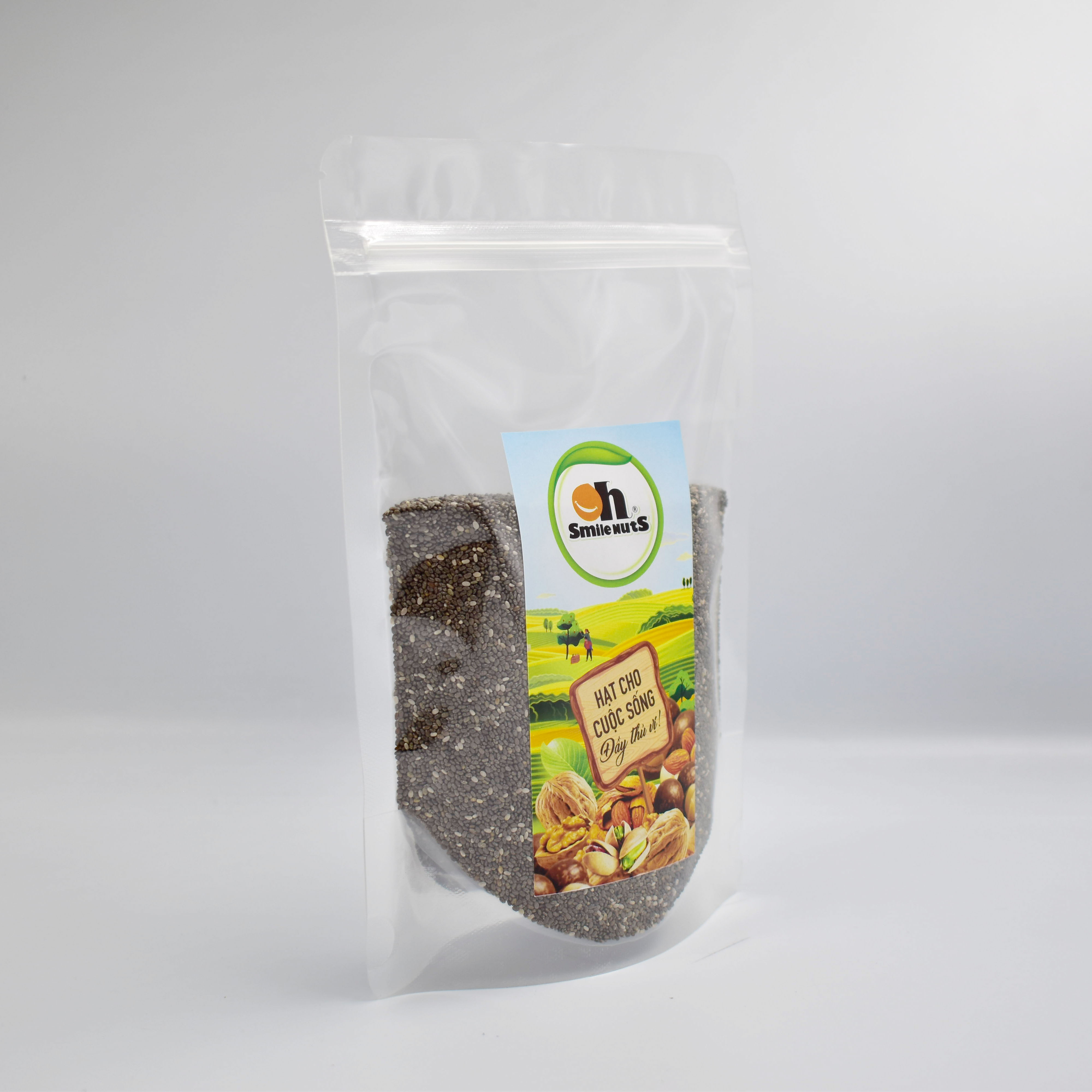 Hạt Chia Đen Hữu cơ SMILENUTS túi 250g - Hạt chia Organic nhập khẩu Peru (Nam Mỹ)