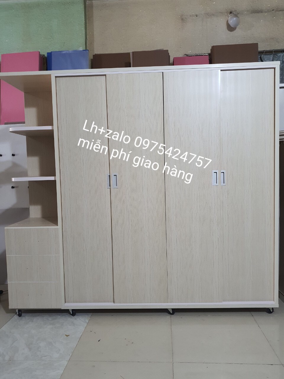 Tủ nhựa đài loan 4 cánh 1 kệ cửa lùa