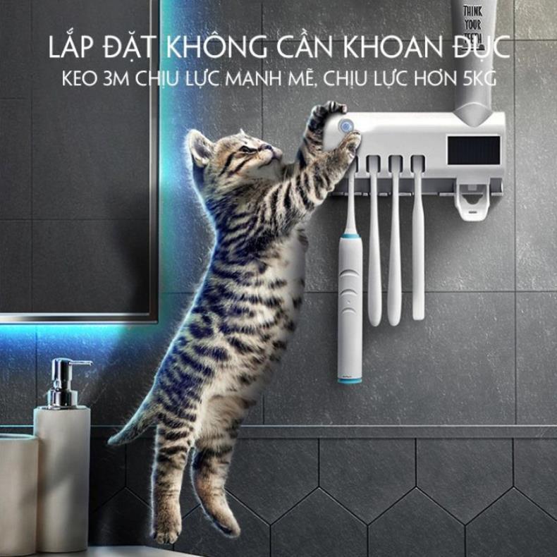 Giá treo bàn chải kết hợp bộ nhả kem đánh răng được trang bị khử khuẩn bằng tia UV