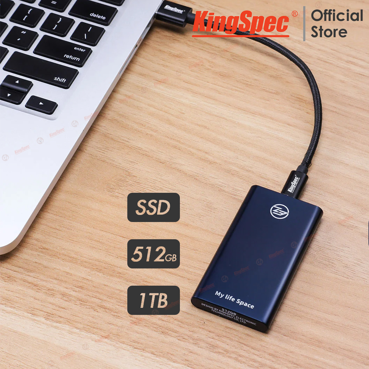 Ổ cứng SSD di động KingSpec , USB 3.1 - TypeC / Z3 - Hàng Chính Hãng