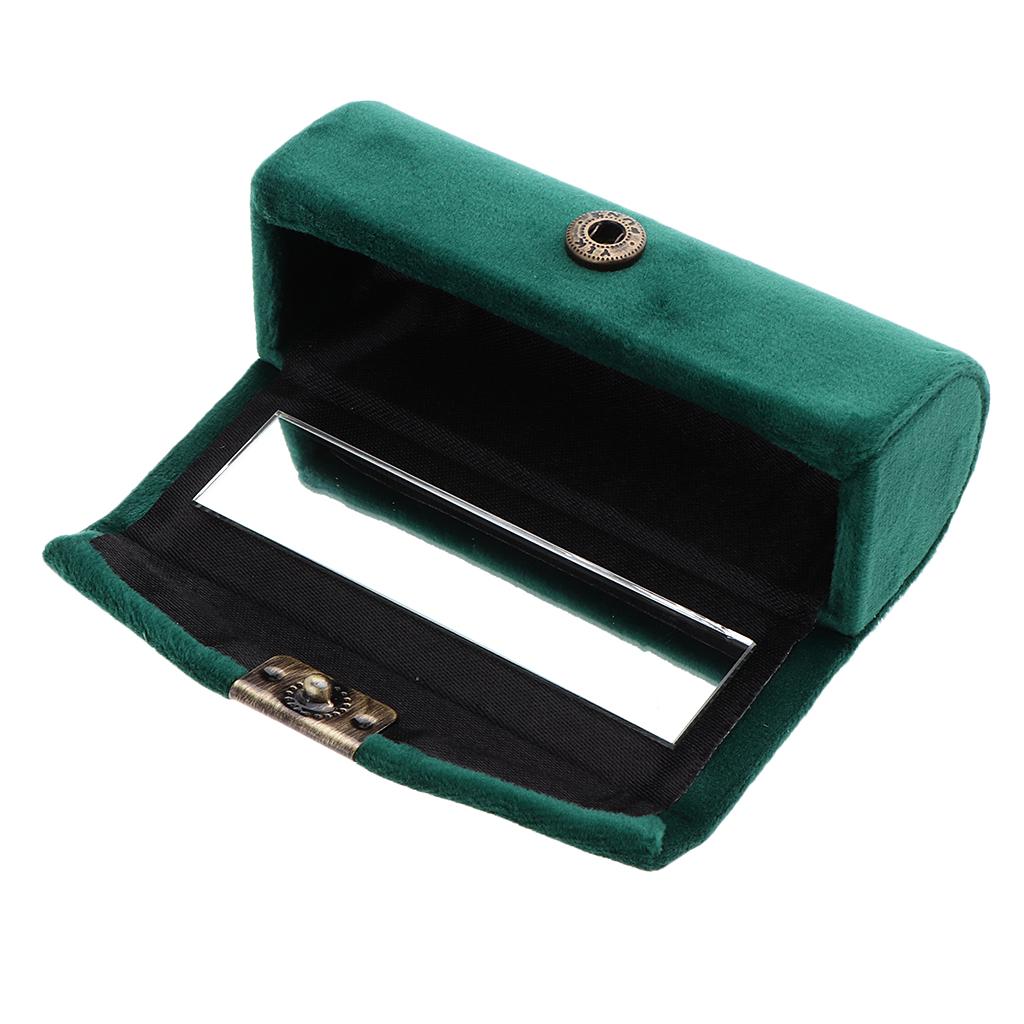 2Pcs Velveteen Box Makeup Lipstick Case Jewelry Cosmetics Mirror Container