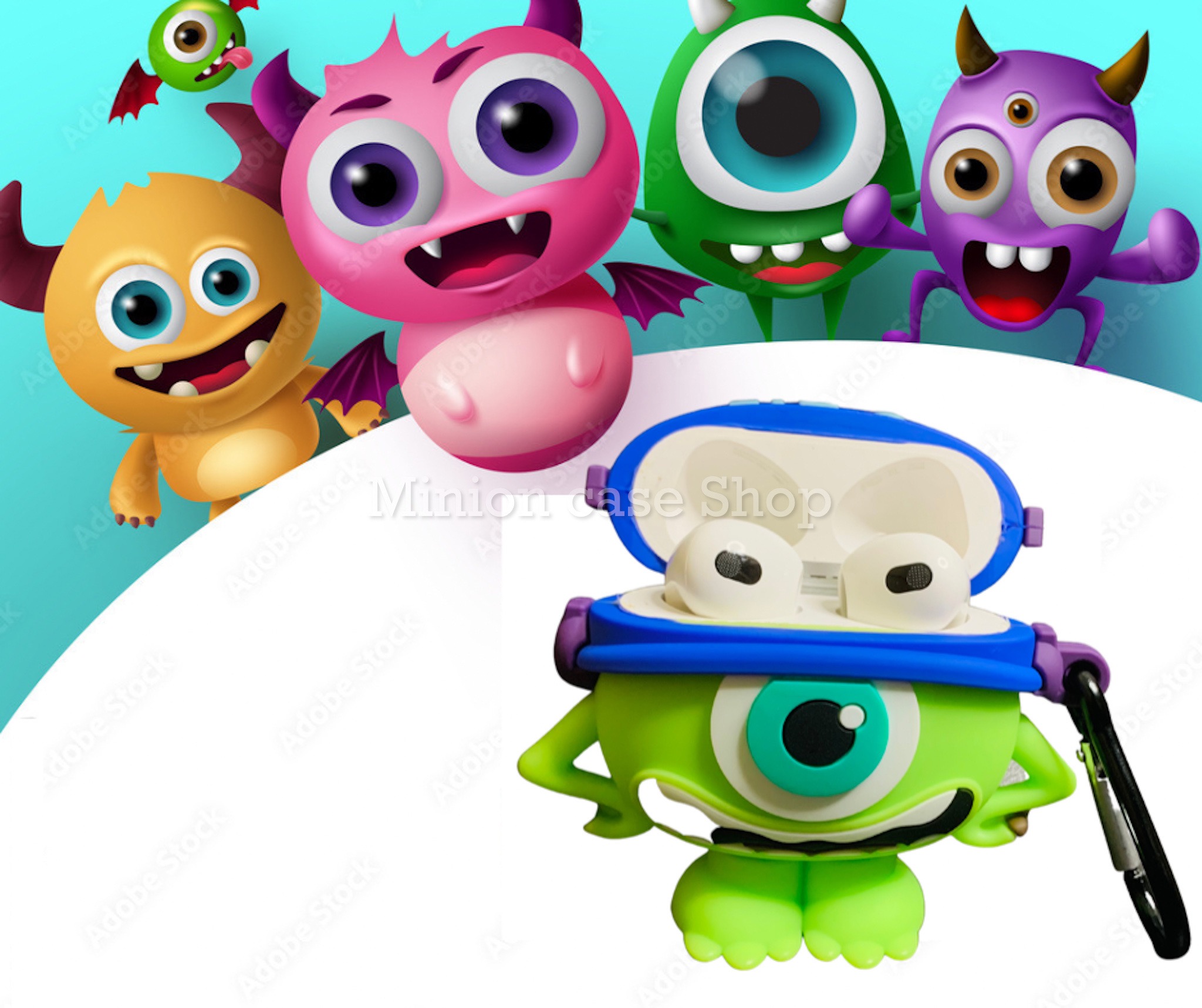 Case bảo vệ dành cho Airpods 3 hình Monster chất liệu silicon 3d cao cấp