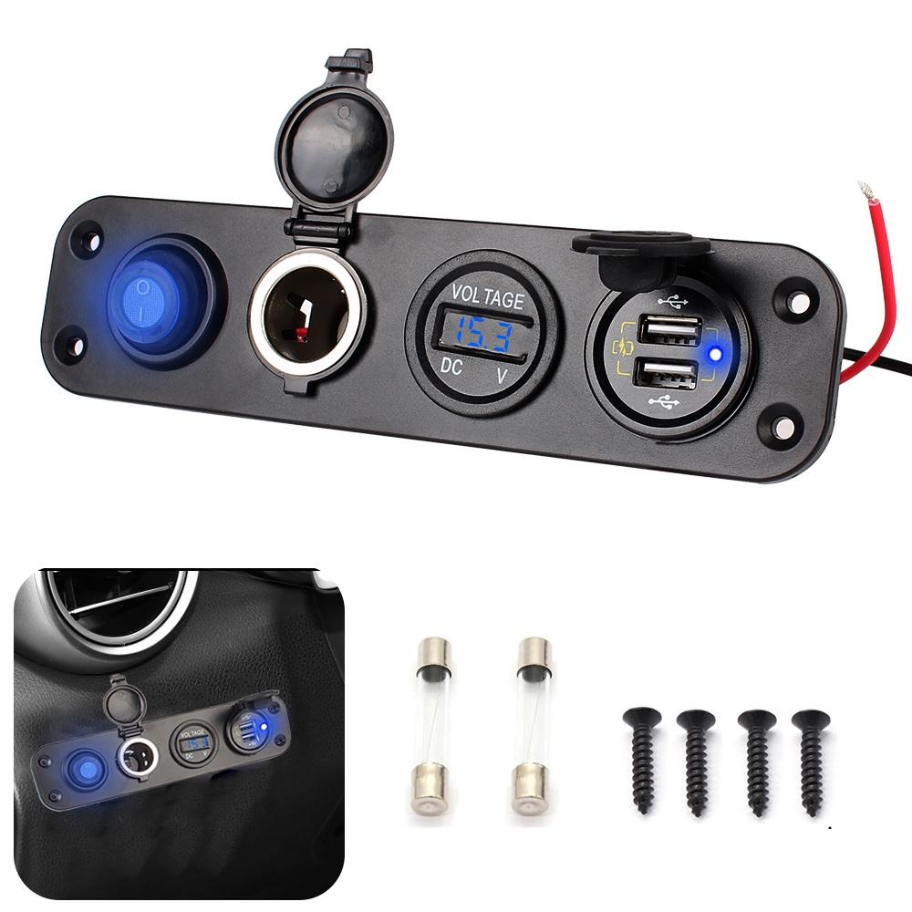 Tẩu sạc hai cổng USB QC 3.0 chống nước chống bụi cho xe hơi/xe tải/tàu thuyền
