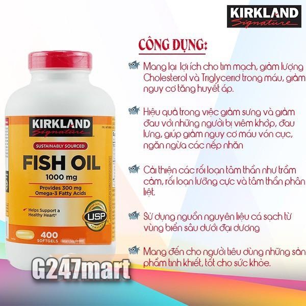 Omega 3 dầu cá Kirkland Signature Fish Oil Hỗ trợ sức khỏe não bộ, tim mạch, khớp, bổ mắt, làm đẹp da và tăng sức khỏe tổng thể  - OZ Slim Store
