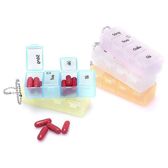 Bộ 2 hộp chia thuốc 4 ngăn theo buổi tiện dụng