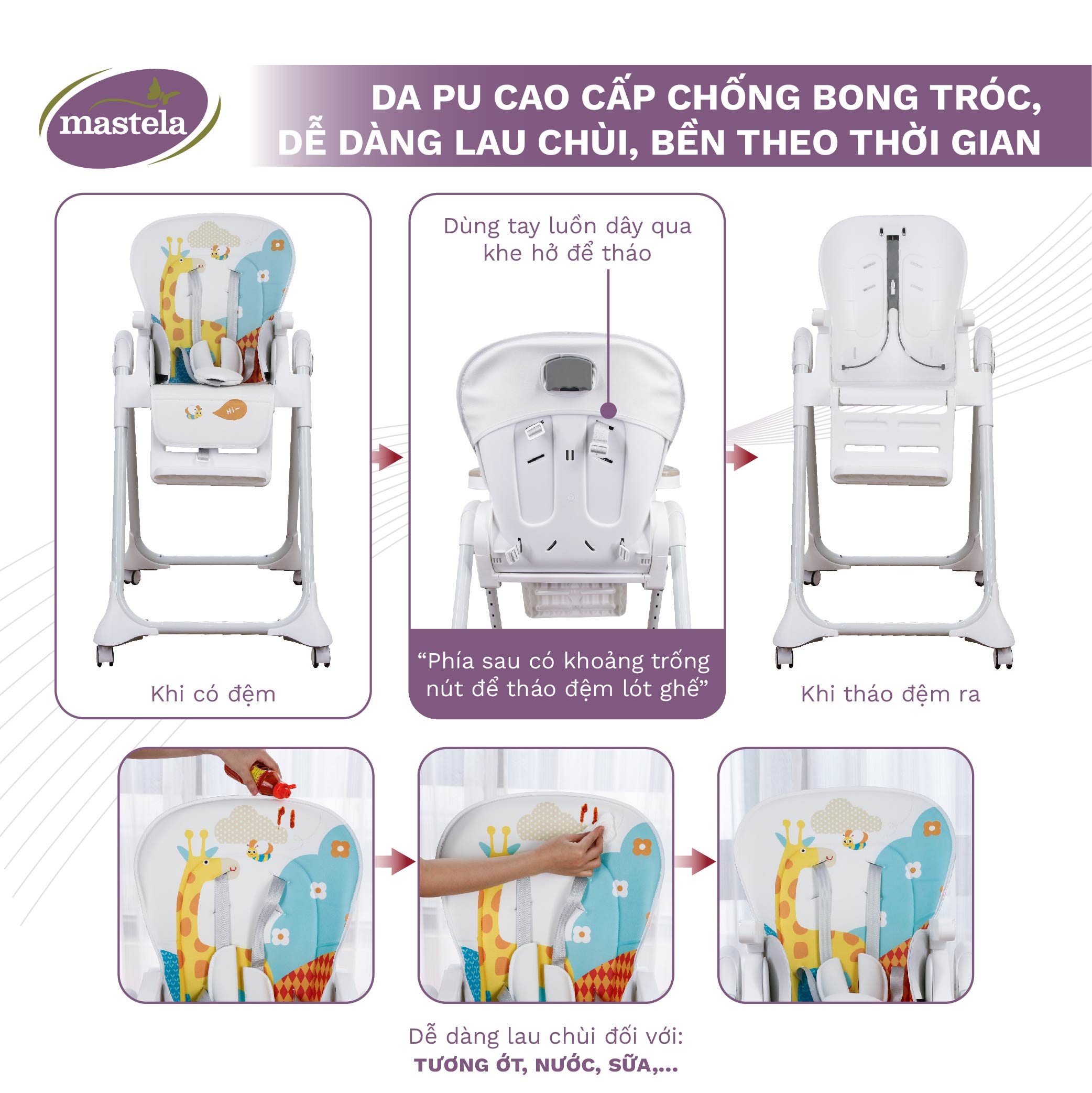 Ghế Ăn Dặm Mastela 1015 Cao Cấp, Điều Chỉnh Độ Cao - Chính Hãng