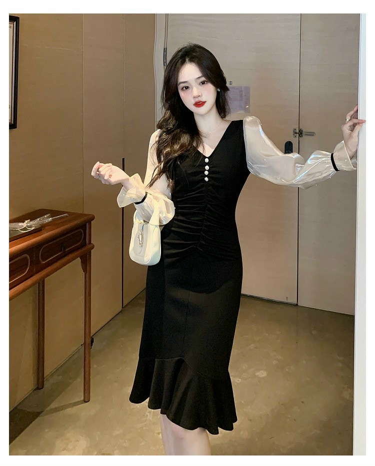 ĐẦM BODY CỔ V ĐUÔI CÁ SIÊU ĐẸP