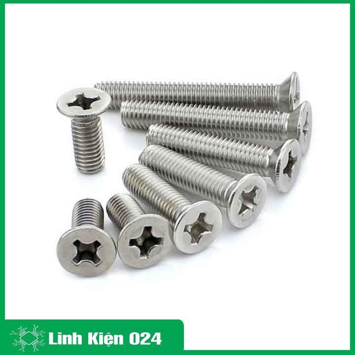 Ốc M2, M2.5, M5 đủ loại 6mm-8mm-20mm ốc bắt động cơ vít bake đầu bằng thân bu lông inox 304