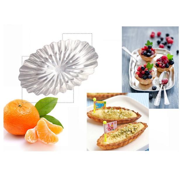 Khuôn tart vân hình hoa bầu dục làm bánh tart, thạch, bánh pudding, bánh ngọt sử dụng nhiều lần