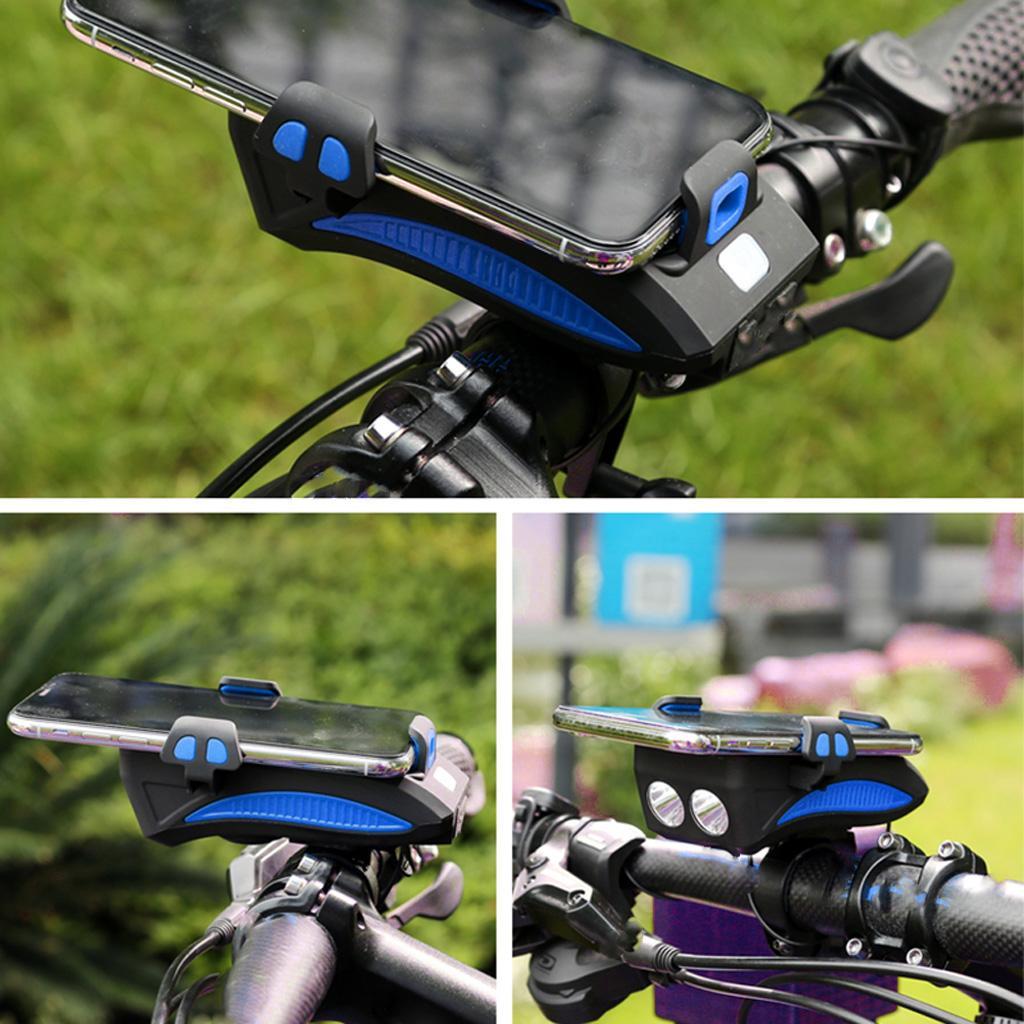 4-in-1 Bike Headlight Horn Hooter Bell Cycles Phone Holder Bracket