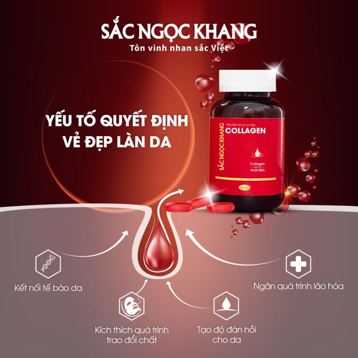 Viên uống Collagen Sắc Ngọc Khang thế hệ mớI Hộp 60 viên giúp sáng da, giảm nếp nhăn - đốm nâu, nuôi dưỡng và làm đẹp da , tóc, móng