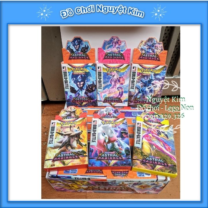 Set 10 Hộp Thẻ Bài Pokemon Hộp Giấy Loại Đẹp Thẻ Vip Thẻ 3D Thẻ Sắt Tròn Đi Kèm