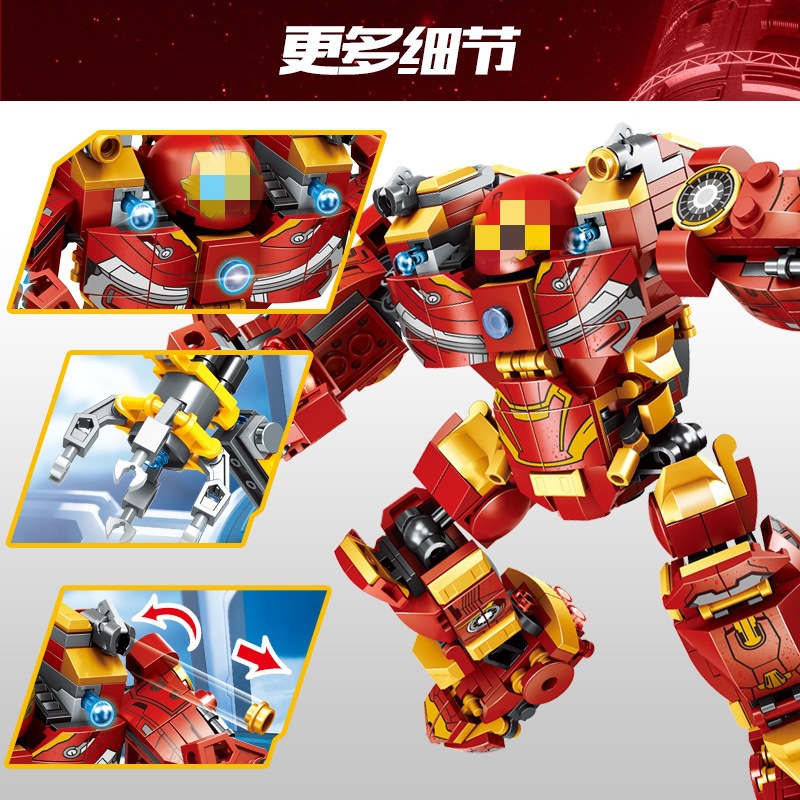 Lắp Ráp Xếp Hình Mô Hình Robot Hulkbuster Iron Man Người Sắt MK44 với 568 miếng ghép cao cấp - Đồ Chơi Trẻ Em