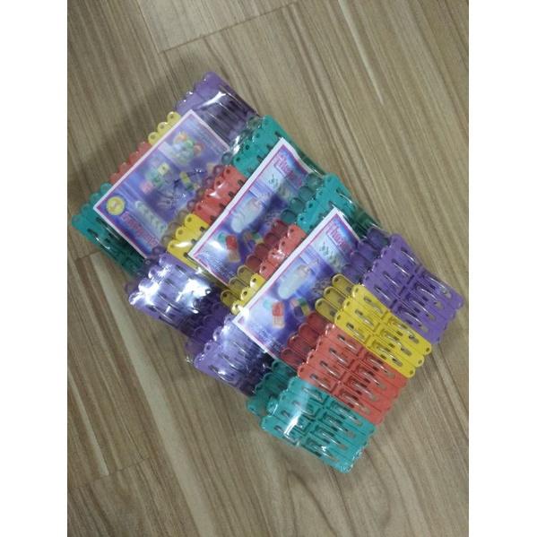 Vỉ kẹp quần áo nhựa 24 cái nhiều màu sắc