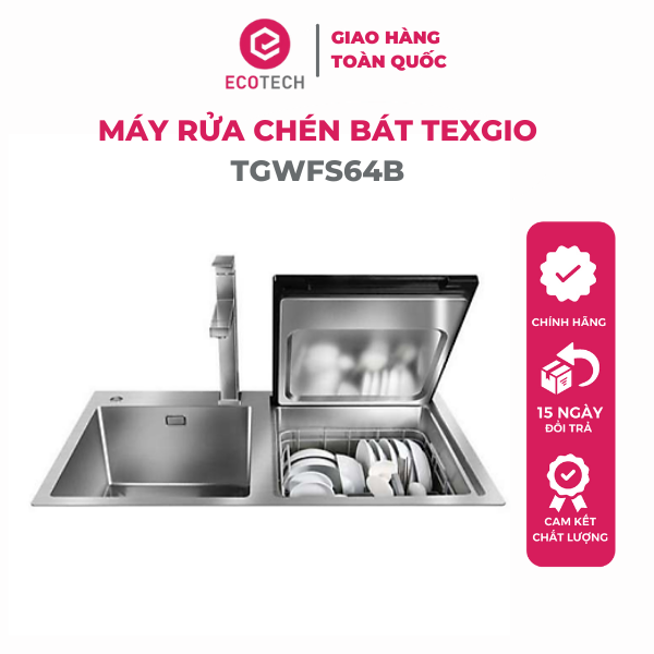 Máy rửa chén bát kết hợp chậu rửa Texgio TGWFS64B - Hàng chính hãng