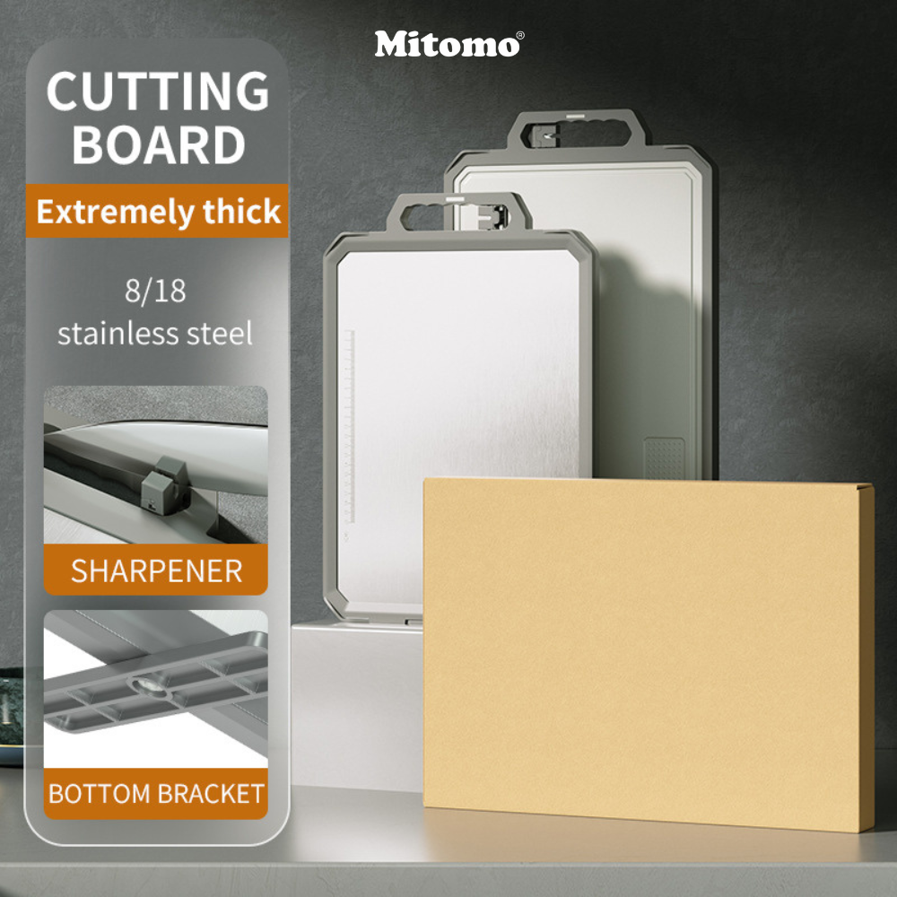 Thớt hai mặt kháng khuẩn inox 304 cao cấp, nhựa lúa mạch Mitomo MT-304PP Hàng chính hãng