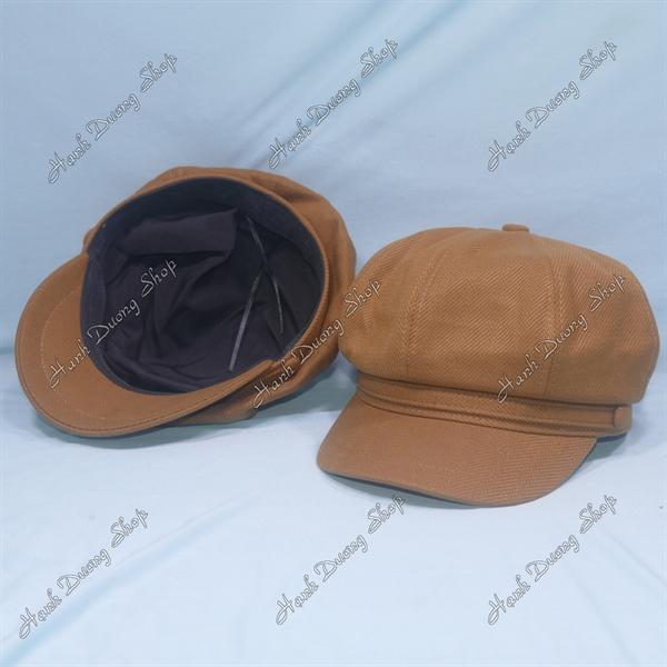 Nón mỏ vịt nữ trơn không thêu, nón beret nữ hàng quảng châu phong cách cổ điển, nón nồi nữ, nón bí ngô, nón beret họa sĩ hàng quảng châu vòng đầu 57-58cm có 2 dây rút giảm size đầu - Bò