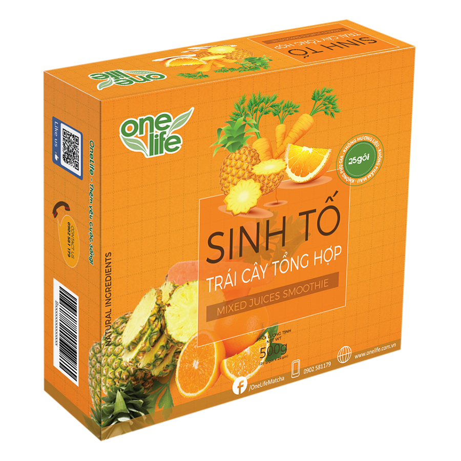 Sinh Tố Tổng Hợp Trái Cây Tự Nhiên OneLife (25 Gói x 20g / Hộp)