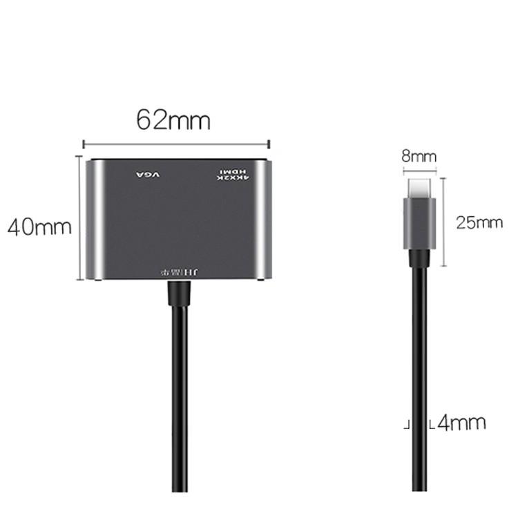 Hub Usb Type-c sang HDMI+VGA cho Táo, XPS, SS Dex hỗ trợ táo M1, M2 - JH Z321 - Hồ Phạm