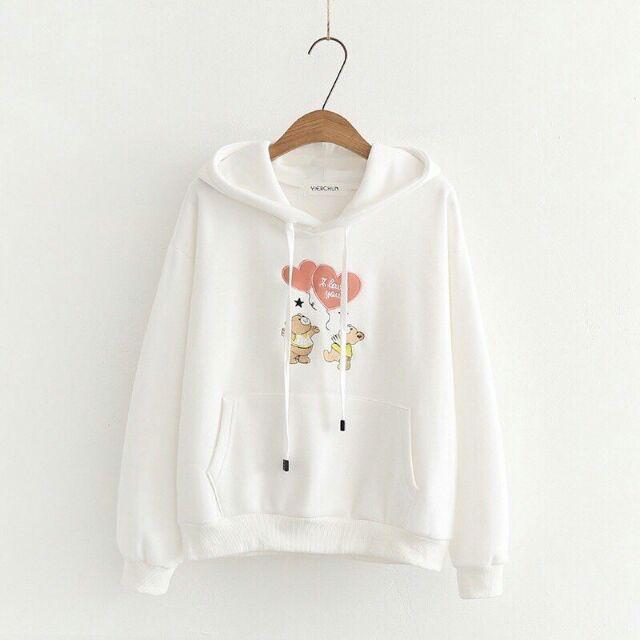 Áo khoác hoodie nỉ in gấu thả tim cute,Áo Khoác Thời Trang Nữ mẫu mới nhất 2019