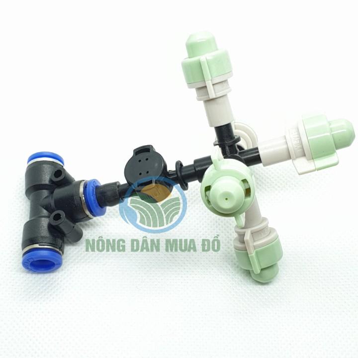 COMBO 5 BÉC PHUN SƯƠNG 5 HƯỚNG ISRAEL NỐI NHANH 8MM- CÓ VAN CHỐNG RỈ
