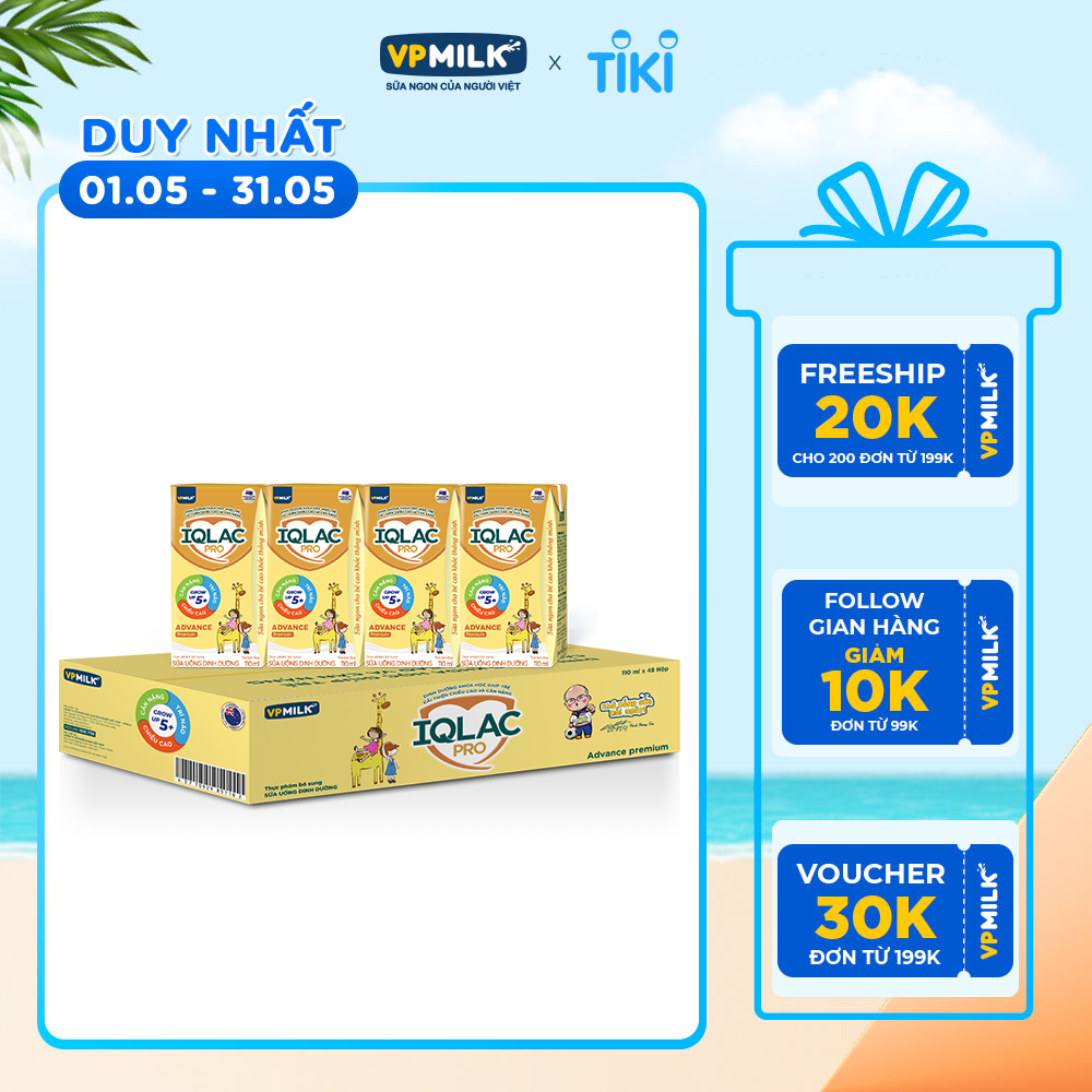 Thùng 48 Hộp Sữa Bột Pha Sẵn VPMilk IQLac Pro Advance Premium (110ml/ Hộp)
