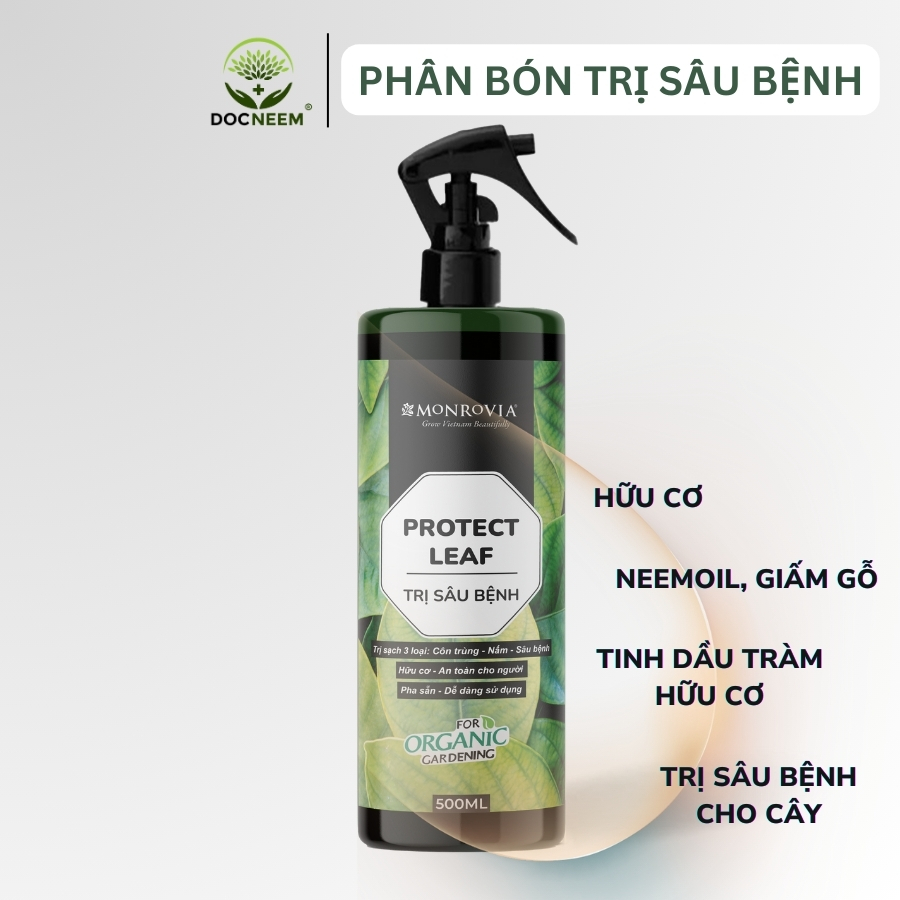 Phân bón TRỊ SÂU BỆNH MONROVIA hữu cơ giúp trị bọ trĩ, nhện, rệp cho cây cảnh, dung tích 500ml