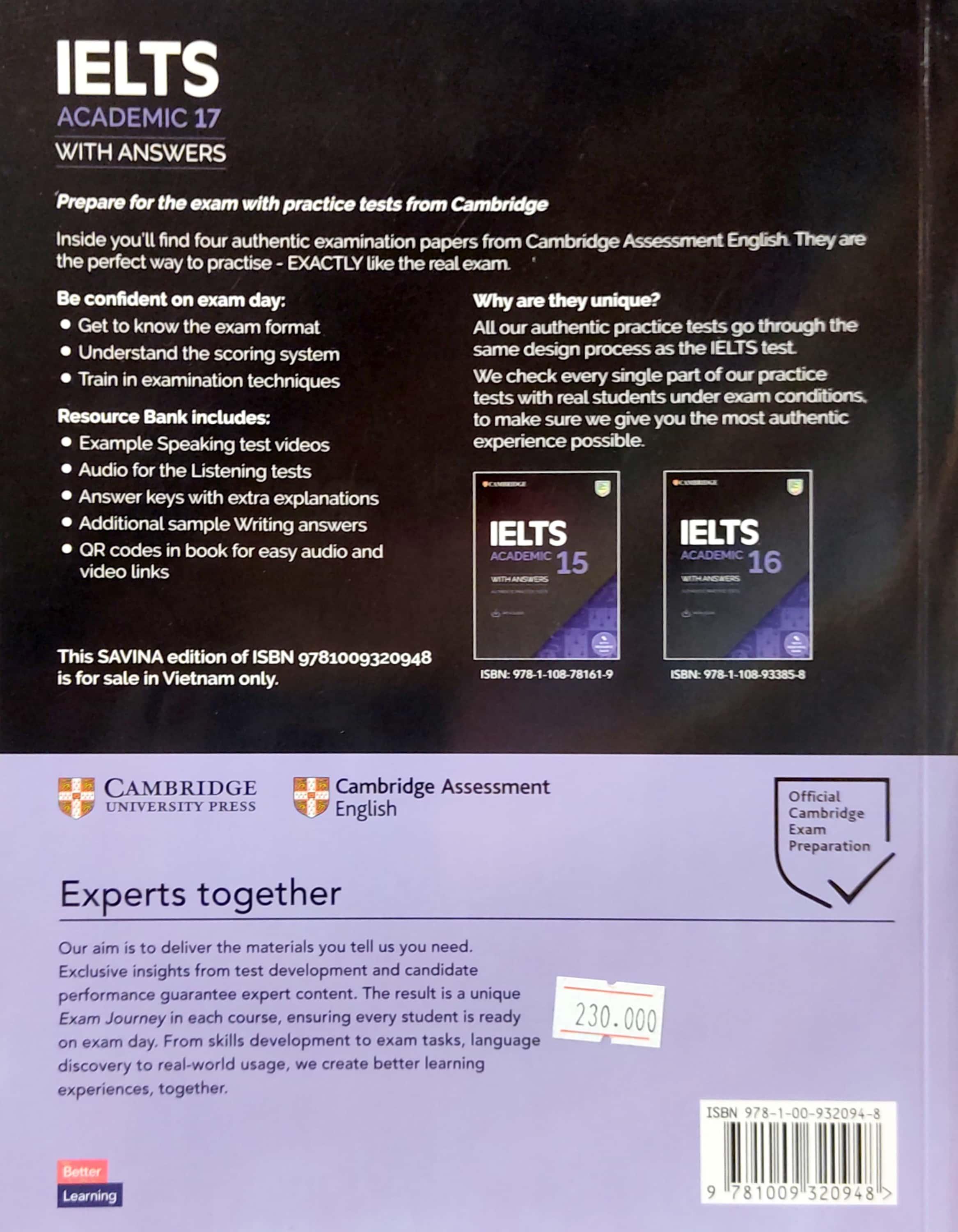 Sách - Cambridge IELTS 17 Academic With Answers - General Training With Answers (Savina) (Kèm Audio)