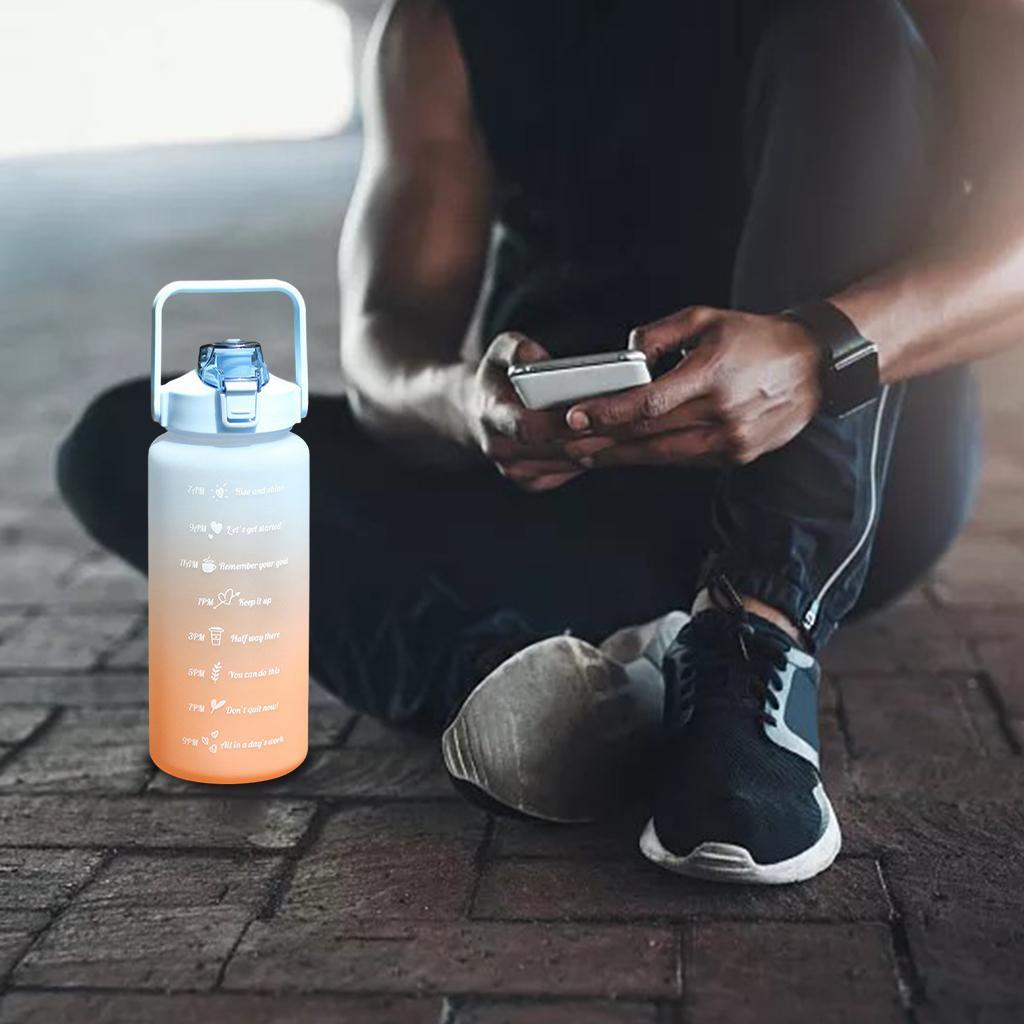 2 Pieces Water Bottle BPA Free 68oz 2000ml w/Straws for Sport Travel