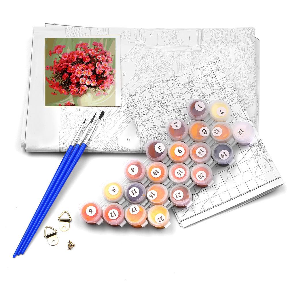 Bộ tranh sơn dầu DIY Canvas Oil không khung vẽ bằng bột màu - nhiều màu sắc