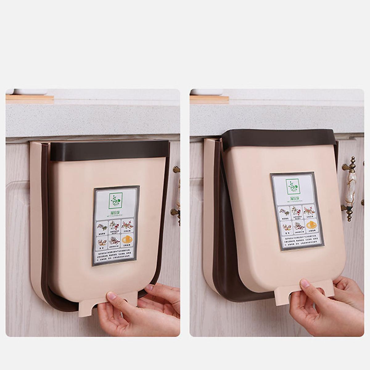 Thùng rác treo cánh cửa bếp thông minh, thùng rác gấp gọn