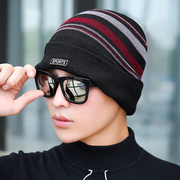 Mũ len kẻ beanie nhiều mầu AMIHOUSE