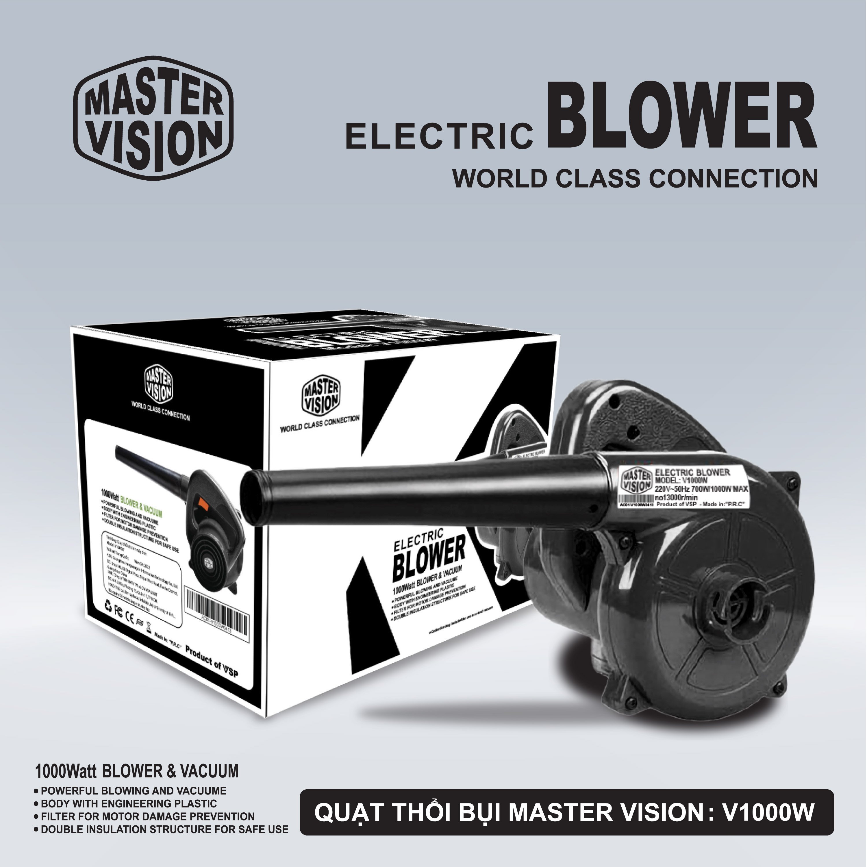 Quạt Thổi Bụi Master Vision V1000W (New 2022) (Quạt chuyên hút và thổi bụi Phòng Net) - JL - HÀNG CHÍNH HÃNG