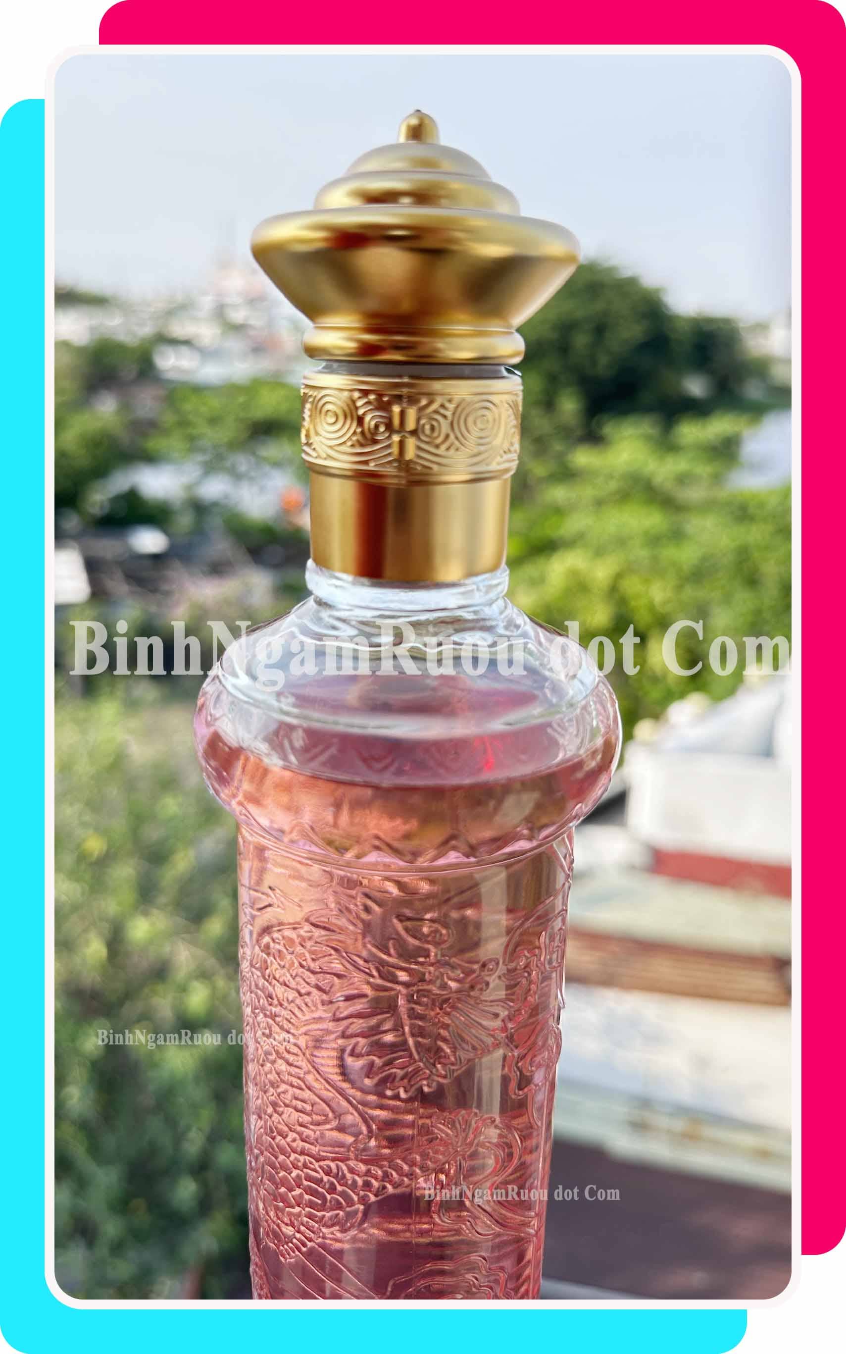 C61 Chai Đựng Rượu Thủy Tinh Họa Tiết Rồng Sang Trọng - Cao Cấp 500ml - Đẹp Cao Cấp - Nắp Kín Thủy Tinh Trong - Tặng Biếu Sang Trọng