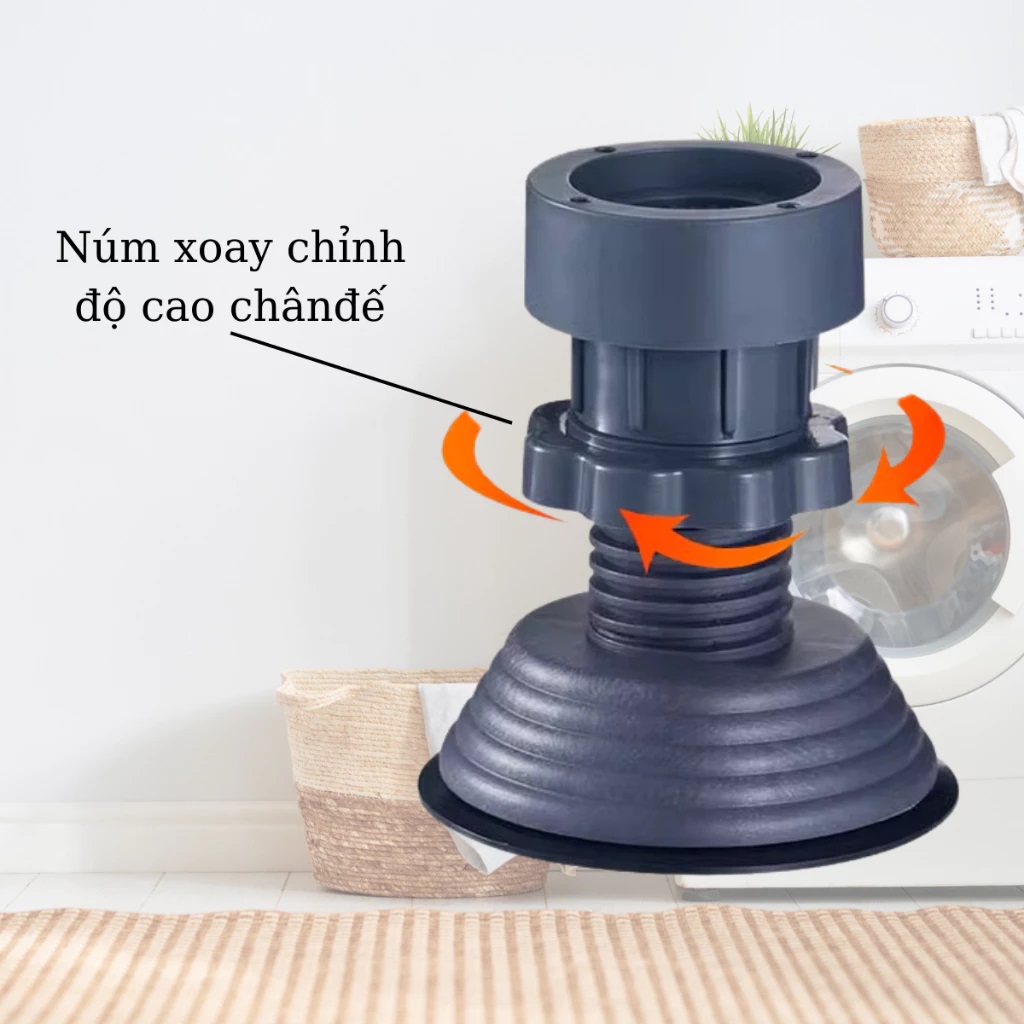 Bộ 4 Chân Kê Máy Giặt Chống Rung, Điều Chỉnh Được Độ Cao, Đế Chống Ồn Máy Giặt, Máy Sấy, Hàng chính hãng