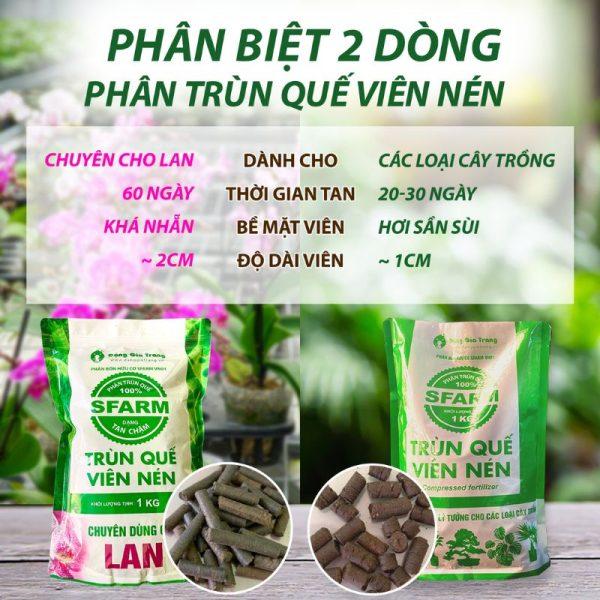 Phân trùn quế viên nén Sfarm Chuyên Dùng Cho Lan và các Loại Cây Trồng 1kg