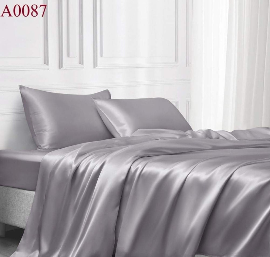 Trọn bộ chăn ga phi lụa Thái Tuấn loại 1 cực kì sang chảnh, đẹp, mịn, mát - NEMTOTBEDDING